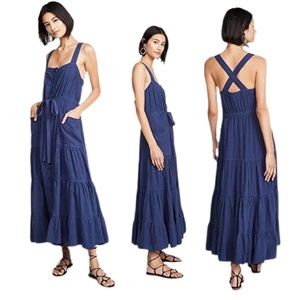 Free People NWOT Catch The Breeze Midi Blue Dress